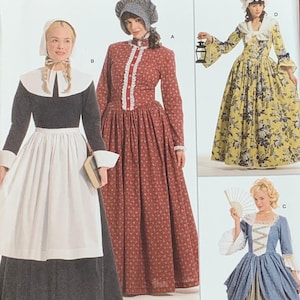 Pilgrim Dress Pilgrim costumes Colonial  costume Historic Costume Revolutionary Simplicity 3723 Quaker  Early American Size 14-22 Uncut