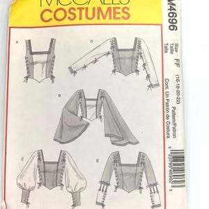 McCalls Size 16-22 Medieval Renaissance Festival Victorian Elizabethan Vest lace Up Corset Bodice Costume Sewing Pattern Uncut FF