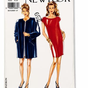 Dress Sewing Pattern New Look 6660 Womens Shift Dress Long Jacket Coat Size 8 18 Vintage sheath dress knee length dress cocktail dress