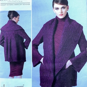 Vogue V1263 Donna Karan Jacket Sewing Pattern: Shawl Collar, XS-Medium (UNCUT FF)