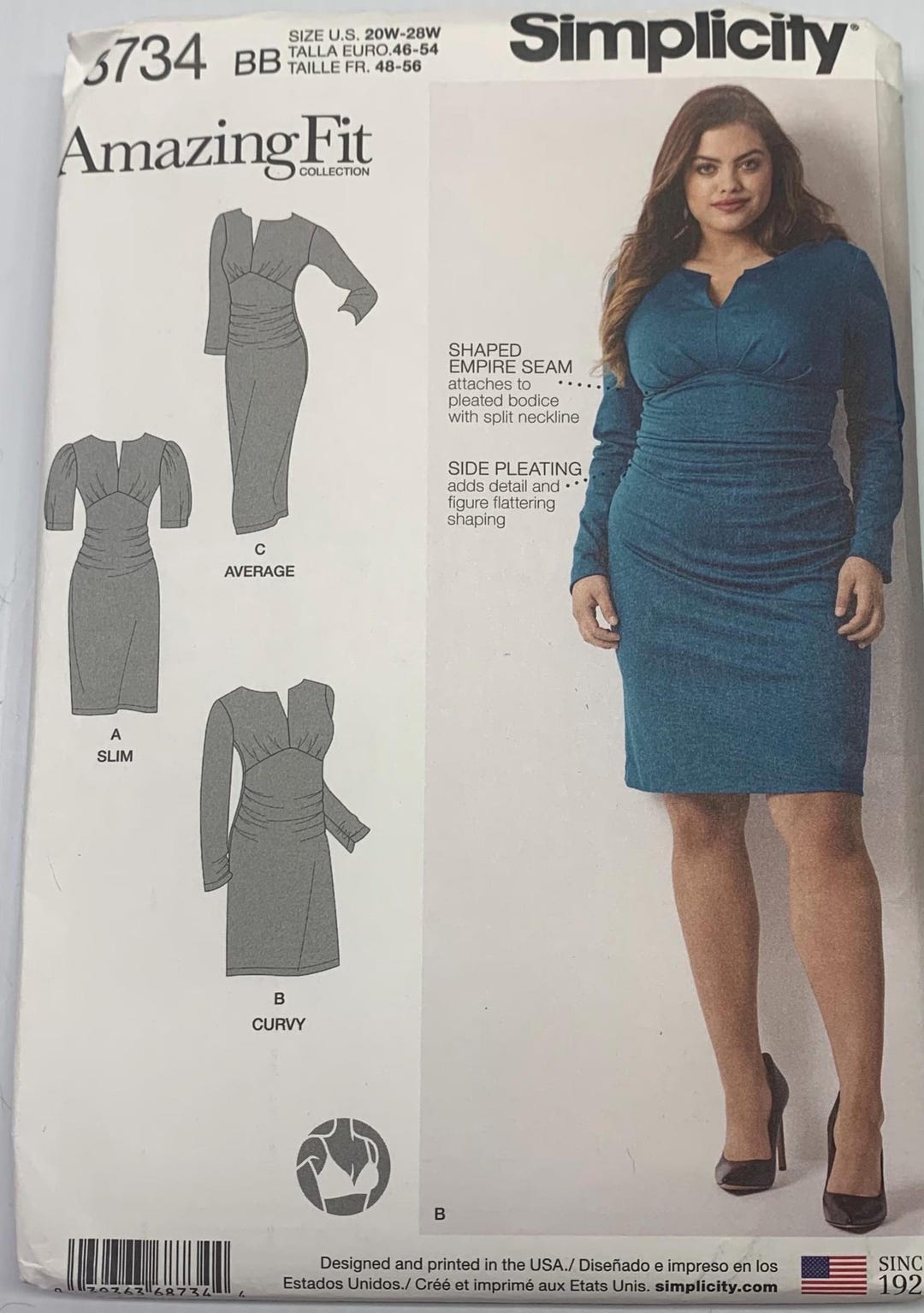 Sheath Sewing Pattern Plus Size Sheath Dress Sewing Pattern Simplicity 6734 (20W-28W) (PDF ...