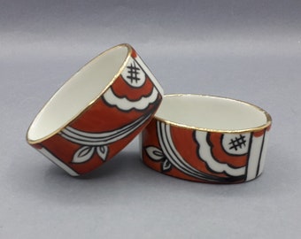 Salt and Pepper Shaker, limoges porcelain, decorated with stylized flowers, art deco, festive table, tableware, serving set, 1930s