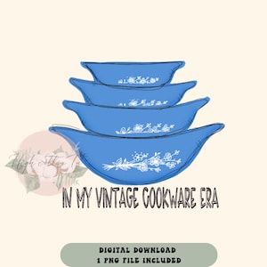 Pyrex bowl vintage cookware png digital download vintage art , hand drawn png