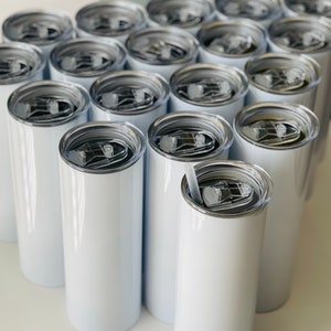 50 PACK 20oz Sublimation tumblers STRAIGHT with Rubber Bottoms and Shrink Wraps / Free Shipping