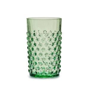Bicchiere tumbler in cristallo fatto a mano In Flore Cecilia, chiodato, 200 ml, verde, set da 2