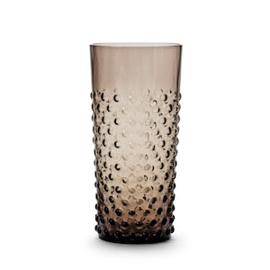 In Flore handmade Cecilia tall crystal tumbler glass, hobnail, 400 ml, black, 2-pack