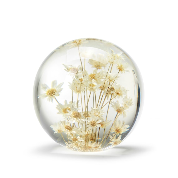 Handmade "Fleur" Brazilian Star Flower Paperweight, 7 cm, White