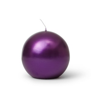 In Flore Victoria handmade sphere ball candle, 10 cm, metallic purple, 2-pack
