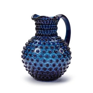 In Flore Caroline crystal glass carafe, hobnail, 2L, smokey blue