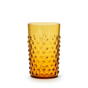 In Flore handmade Cecilia crystal tumbler glass, hobnail, 200 ml, amber, set of 2