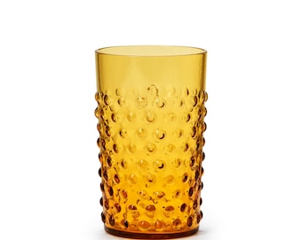 Gobelet en cristal Cecilia fait main In Flore, clou hobnail, 200 ml, ambre