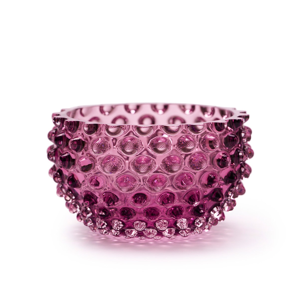 Handmade Charlotte Crystal Glass Bowl: Hobnail, Purple