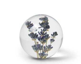 Handmade Lavender flower paperweight, 8 cm, purple