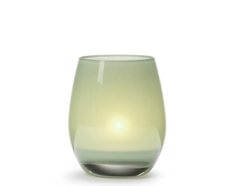 In Flore Handmade Ella Glass Votive Candle Holder, 10 cm, Green