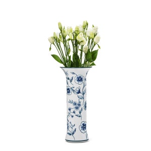 In Flore Lisa handbemalte Porzellan Vase, weiß-blau