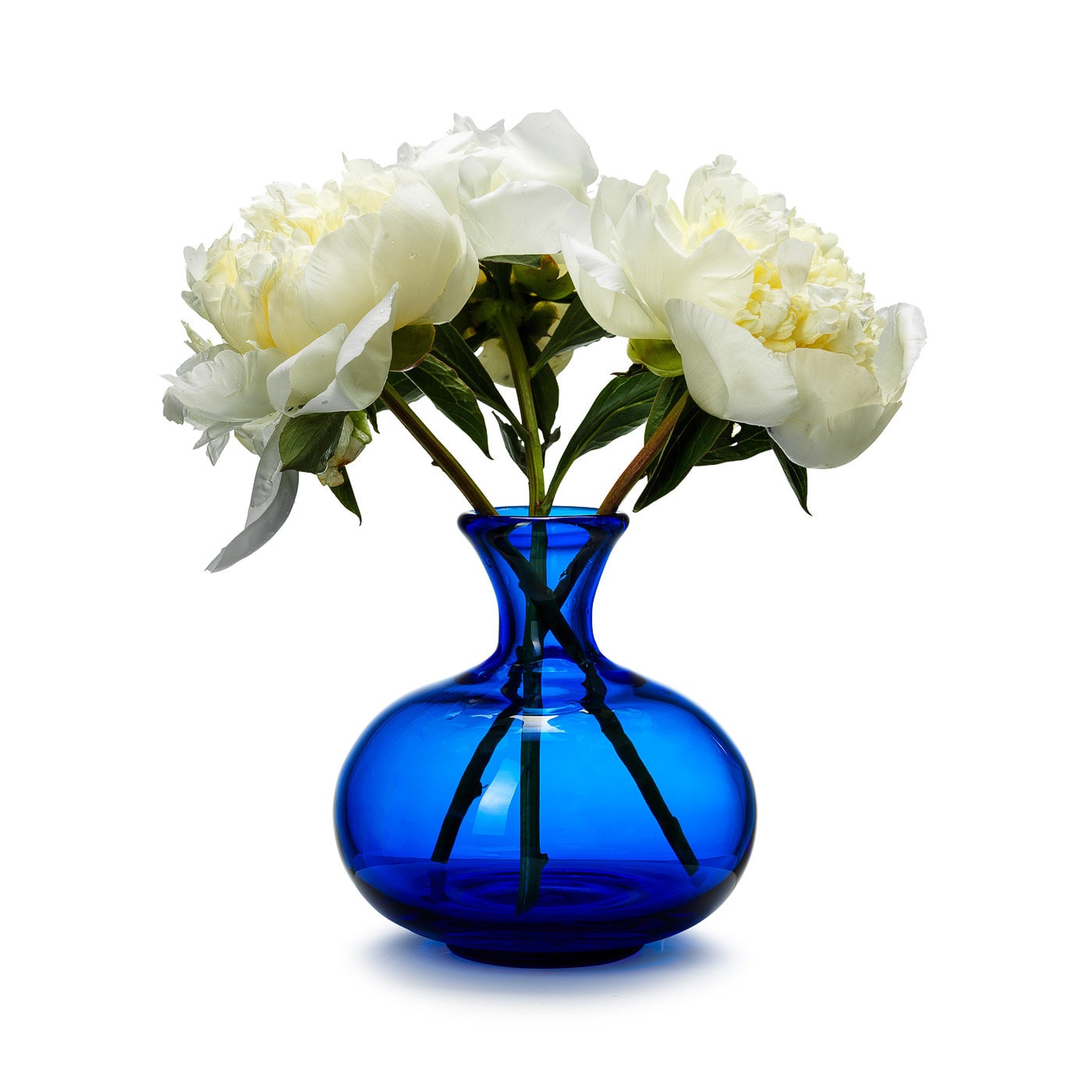 In Flore Handmade Erika Glass Vase, Cobale Blue, 15 cm
