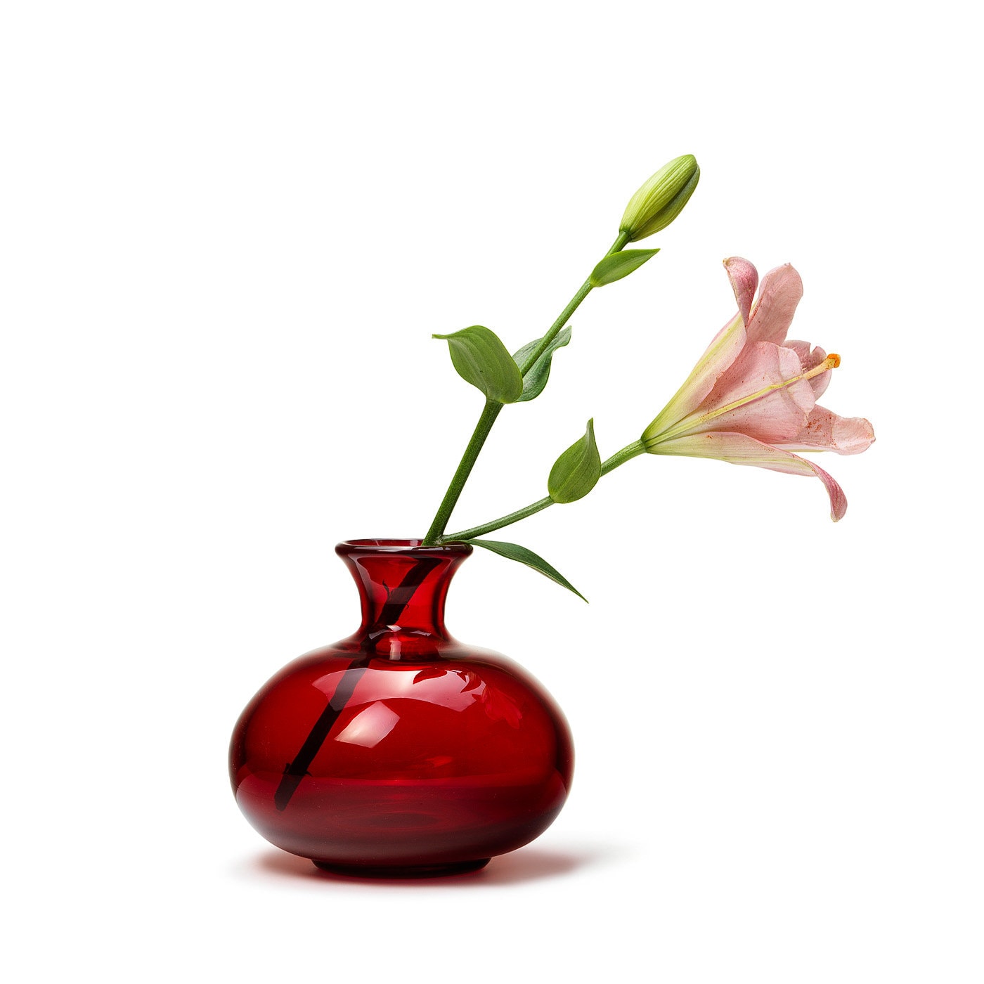 In Flore Handmade Erika Glass Vase, Red, 15 cm
