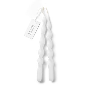 In Flore handmade Emelie twisted taper candle, set of four, 4-pack, white