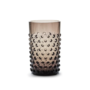 In Flore handmade Cecilia crystal tumbler glass, hobnail, 200 ml, black, set of 2