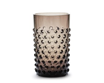 In Flore handmade Cecilia crystal tumbler glass, hobnail, 200 ml, black