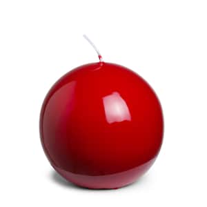 In Flore Victoria handmade sphere ball candle, 10 cm, shiny red, 2-pack