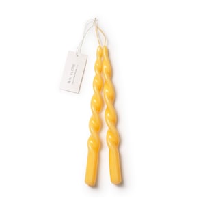 In Flore handmade Emelie twisted candle, set of four, 4-pack, yellow