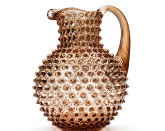 Handmade Caroline brown crystal glass carafe: hobnail, 2L