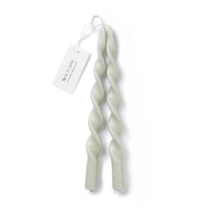 In Flore handmade Emelie twisted taper candle, set of four, 4-pack, light-green