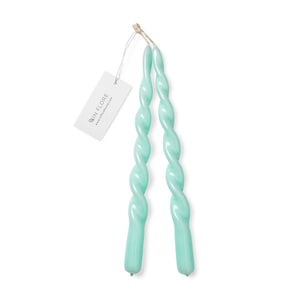 In Flore handmade Emelie twisted taper candle, set of four, 4-pack, bright blue