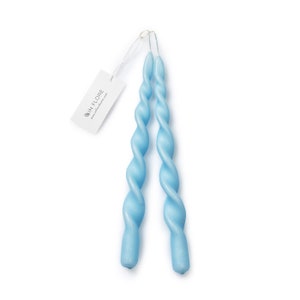 In Flore handmade Emelie twisted candle, set of four, 4-pack, light-blue