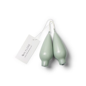 In Flore handmade Camilla drop taper candle, set of two, 2-pack, light-green