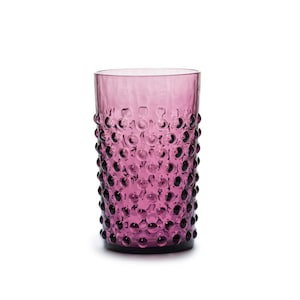 In Flore handmade Cecilia crystal tumbler glass, hobnail, 200 ml, purple, set of 2