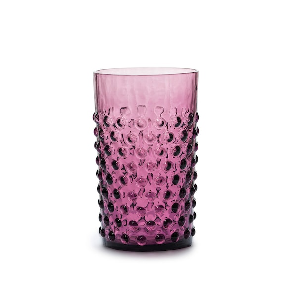 In Flore handmade Cecilia crystal tumbler glass, hobnail, 200 ml, purple