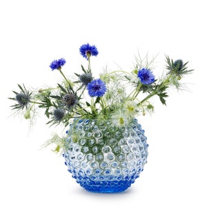In Flore Cara crystal glass vase, blue, 15 cm