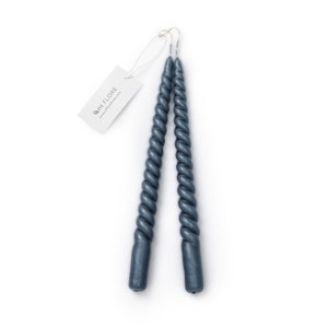 In Flore handmade Hannah twisted candle, set of four, 4-pack, dark-blue