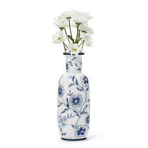 In Flore Lina hand painted porcelain vase, white-blue