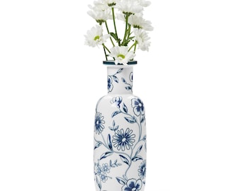 In Flore Lina hand painted porcelain vase, white-blue