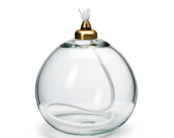 In Flore Tara handmade recycled glass oil lamp, clear white, 10 cm
