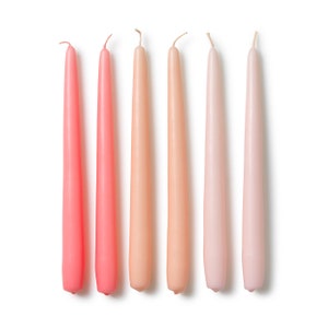 In Flore Lovisa handmade candles, 25 cm / 10 inches, set of six, 6-pack, in giftbox, pink