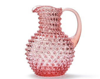 In Flore Caroline Kristallglaskaraffe, Hobnail, 2L, hellrosa