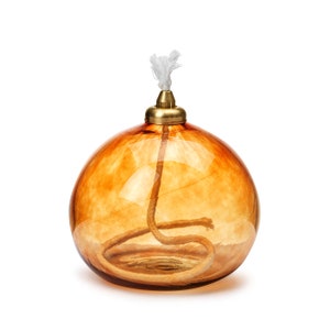 In Flore Tara handmade recycled glass oil lamp, orange, 10 cm