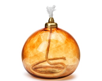 In Flore Tara handmade recycled glass oil lamp, orange, 10 cm