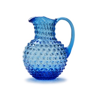 In Flore Caroline crystal glass carafe, hobnail, 2L, blue