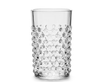 In Flore handmade Cecilia crystal tumbler glass, hobnail, 200 ml, white