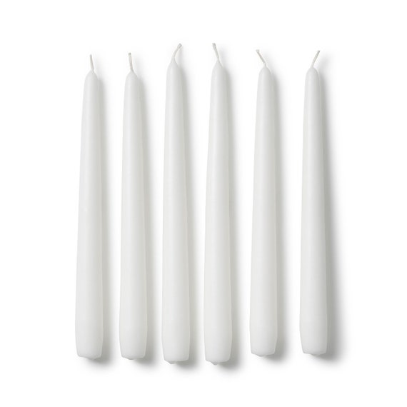 Candele fatte a mano In Flore Lovisa, 25 cm / 10 pollici, set da sei, confezione da 6, in scatola regalo, bianco - Italia