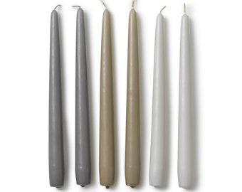 In Flore Lovisa handmade candles, 25 cm / 10 inches, set of six, 6-pack, in giftbox, gray