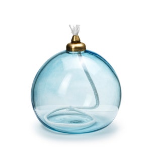 In Flore Tara handmade recycled glass oil lamp, blue, 10 cm