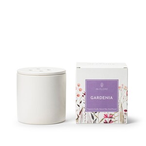 In Flore Anna scented candle, 10 cm, natural wax, cream, gardenia