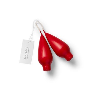 In Flore handmade Camilla drop taper candle, set of two, 2-pack, red