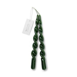 In Flore handmade Emelie twisted candle, set of four, 4-pack, dark-green